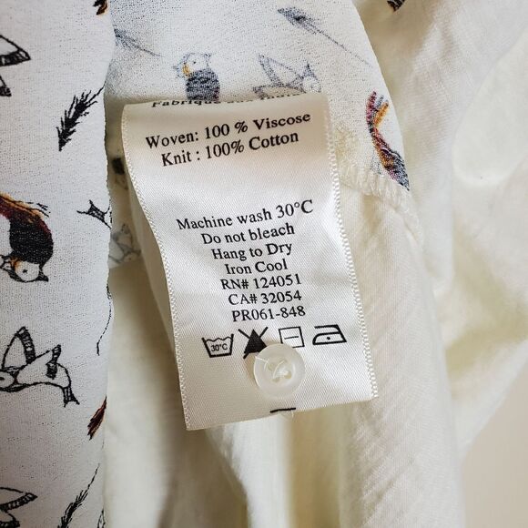 Porridge Anthropologie Bird Print Popover Blouse Size small - Picture 7 of 8